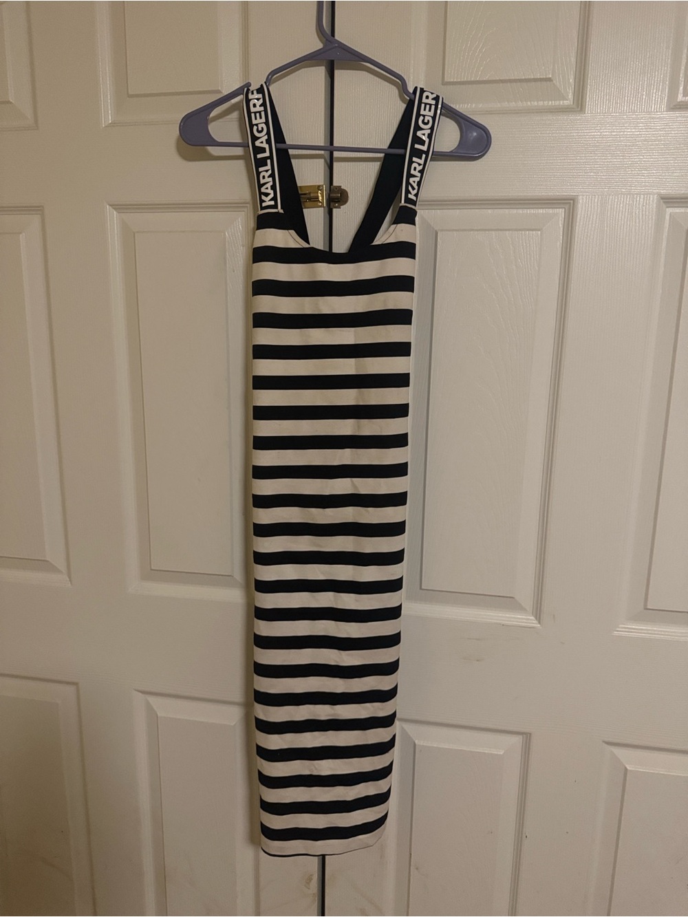 Karl Lagerfeld Black and White Striped Pencil Tank Dress